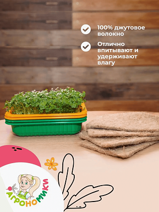 Микрозелень набор с комиксом Агрономики, семена 4 уп., лотки 4 шт., коврики 4 шт.