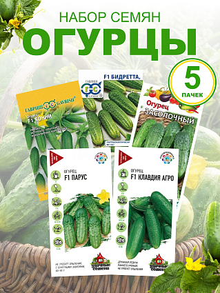 Огурцы Гавриш 5 шт. набор: Парус, Бидретта, Засолочный, Клавдия Агро, Конни