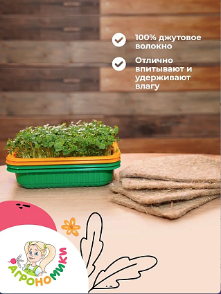 Микрозелень набор с комиксом Агрономики, семена 3 уп., лотки 3 шт., коврики 3 шт.